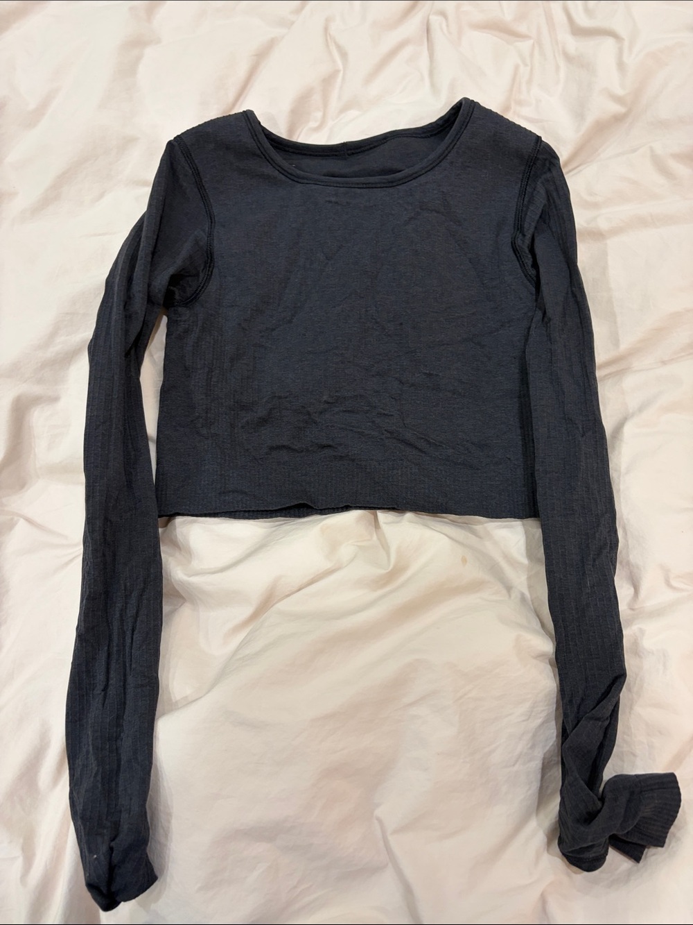 lululemon athletica Black Long-Sleeve Cropped Crew Top